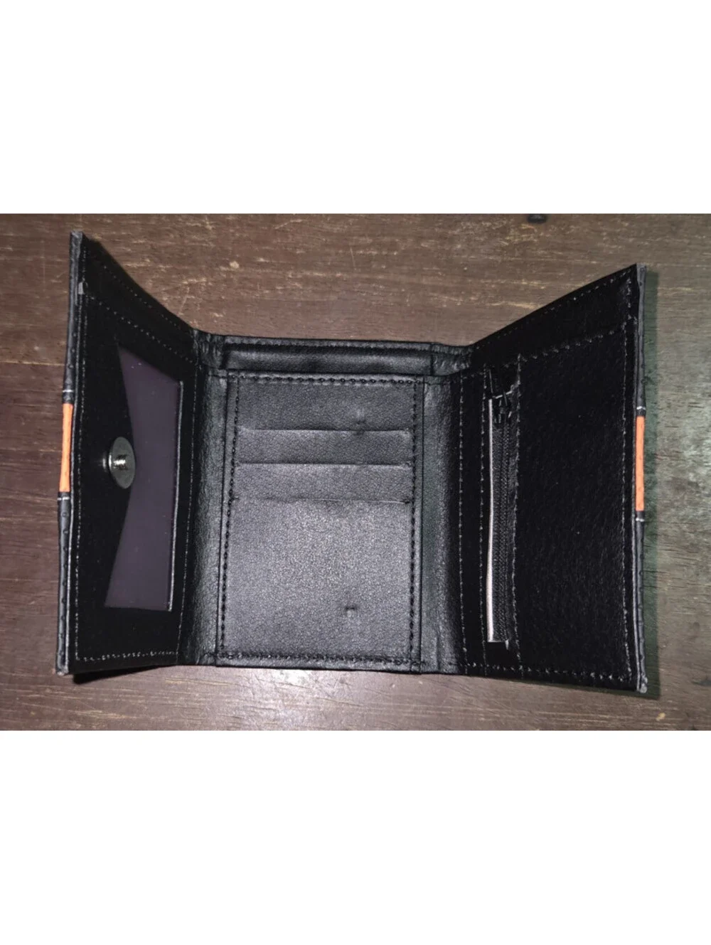 Harley Davidson Motorcycles Tri-fold Wallet Billfold Black & Orange Stripe - NEW